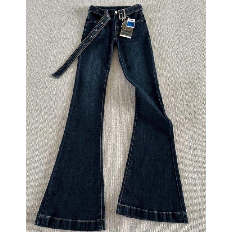 175 Tall Women s Dark Blue Micro-Flare Low-Waist Slim-Fit Stretch Bell Bottom Jeans - Autumn/Winter Floor-Length S