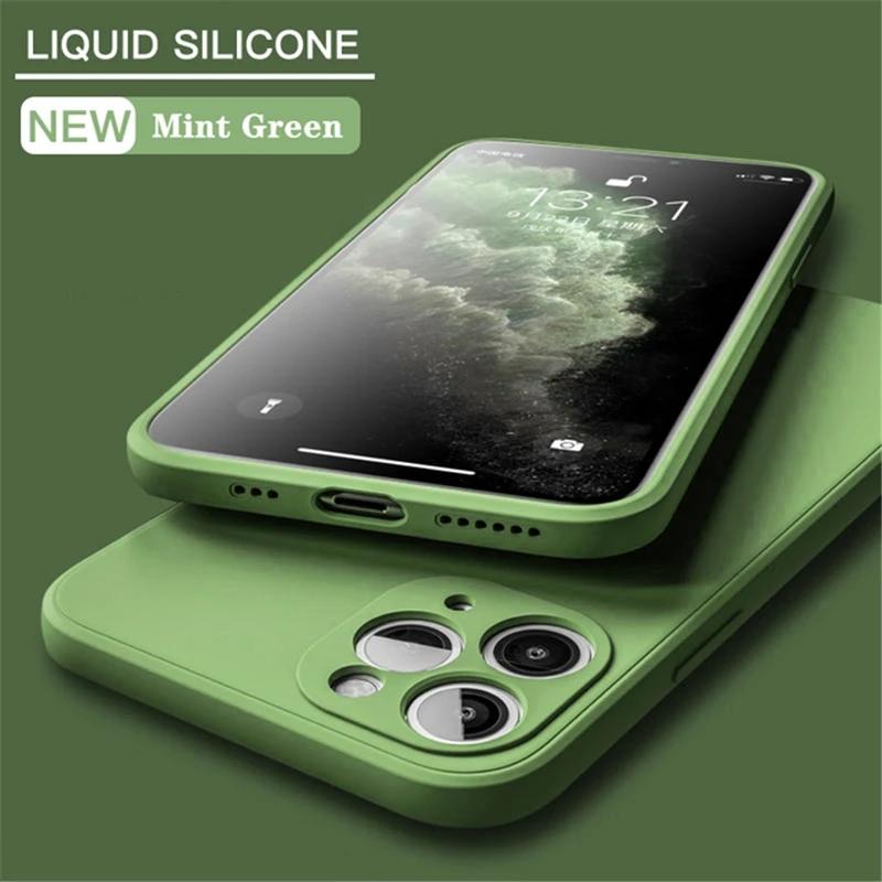 Weiche flüssige Silikon-Handyhülle aus schlichtem Gummi für iPhone 15 14 13 12 11 Pro Max X XR XS Max 7 8 15 Plus Luxus stoßfeste Stoßstangenschutzhülle