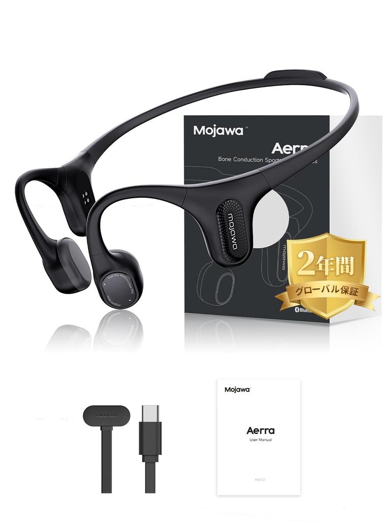 Mojawa Aerra Wireless Bone Conduction Earphones, IP67 Waterproof and Dustproof, Ultra-Lightweight (28.2g), Professional Sports Open Earbuds, Fast