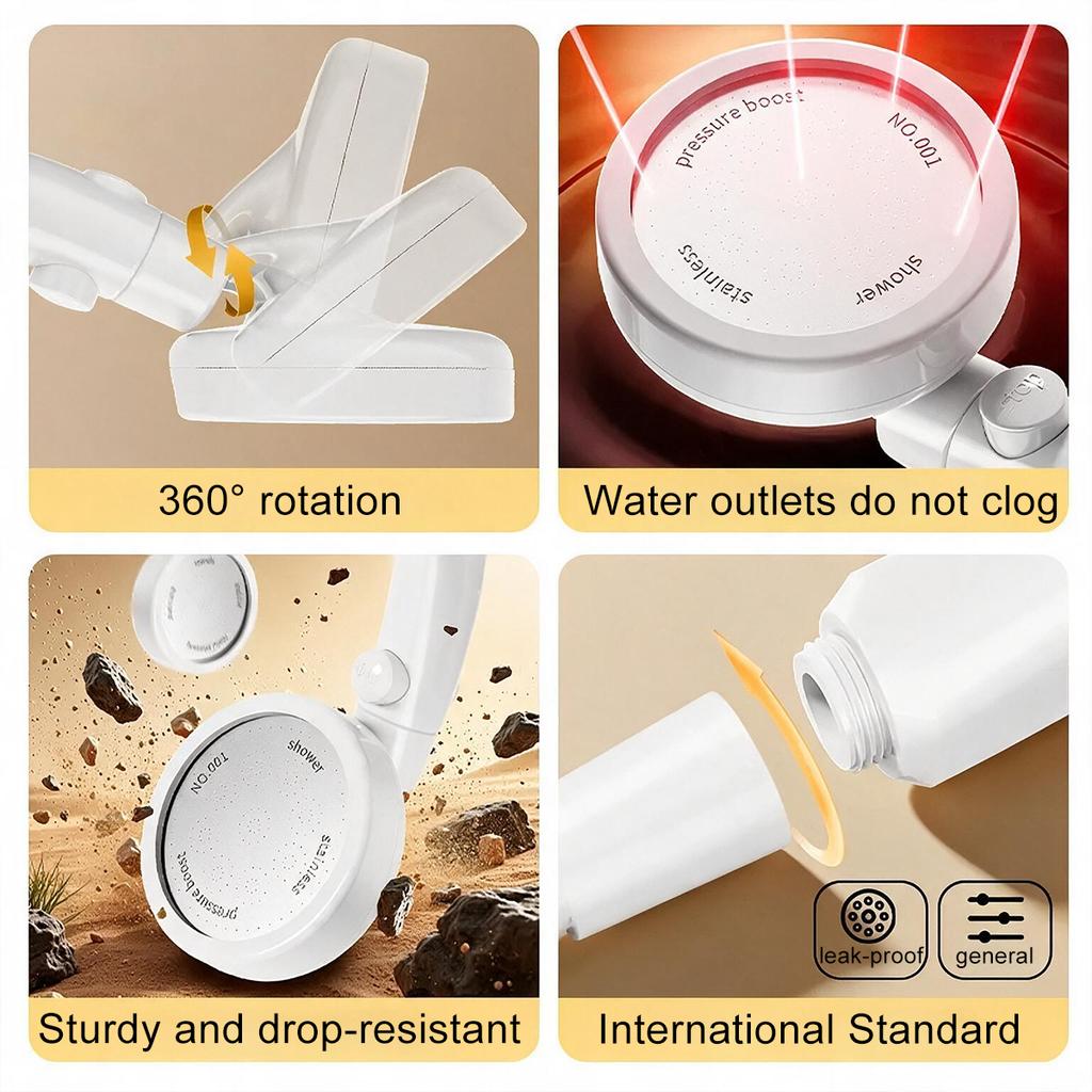 Modern 360° Rotating Hand Shower Dual-Use Shower Panel with High Flow Fine Spray and Easy-Clean Nozzles
