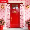 2D Flat, 2D Door Banner, Valentine's Day "BE MINE KISS ME" Vertical Door Banner Set - Pink Heart & Cloud Pattern Design 2D Flat Front Door Decor for R