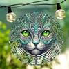 3D Metal Cat Face Wind Chime Handcrafted Kinetic Wind Spinner for Outdoor Patio Balcony Decor Vibrant Teal Turquoise Hanging Art