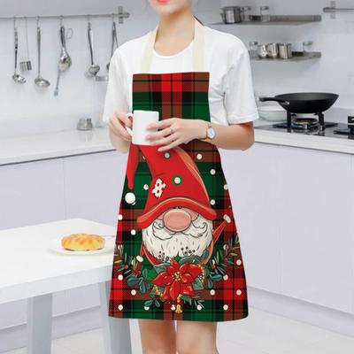 Küchenschürze mit Weihnachts-Cartoon, Weihnachtsmann, ölbeständige, wasserdichte Kochkleidung, ärmellos, Antifouling-Kochlätzchen zum Geschirrspülen
