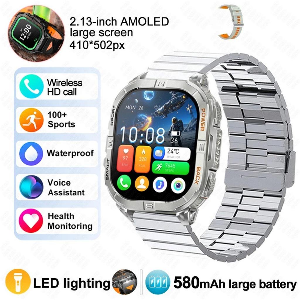 New Smart Watch GPS Outdoor Barometric Compass LED Flashlight 580 MAH 3ATM Waterproof 100+ Sports Mode Health BT Call Smartwatch