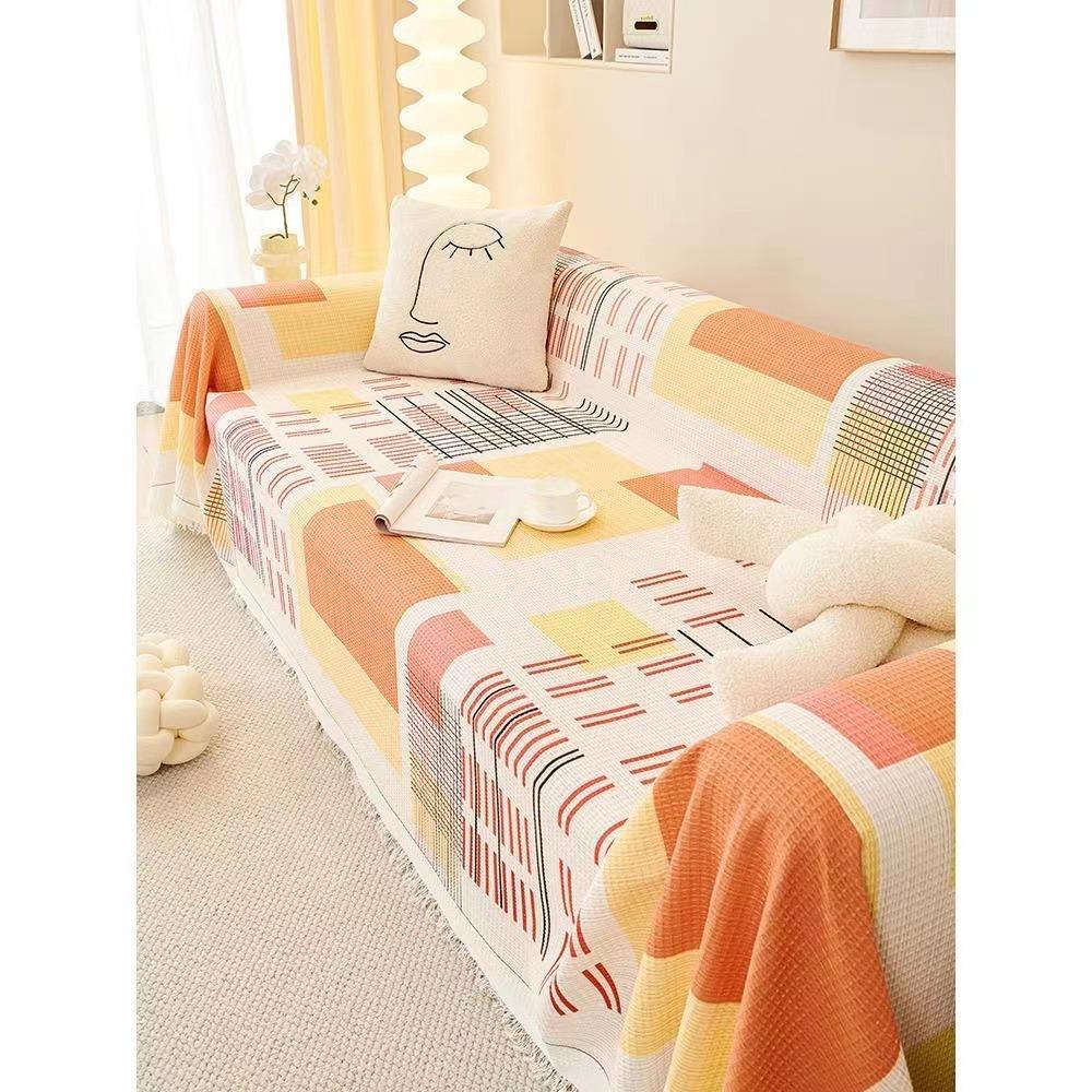 1PC Chenille Sofa Towel for Living Room French Style Home Decoration Sofa Cover Printing Couch Cover Tassel Edge Sofa Cushion