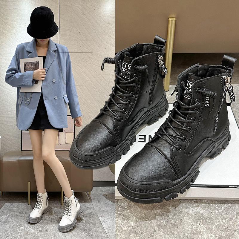 Leather Shoes Women High Top Sneakers Fashion Women Shoes Cool Street Young Ladies Footwear