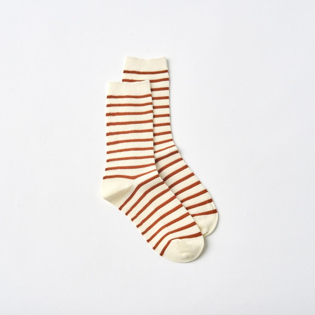 It's Socks Slim Striped Socks Ivory Orange_FS0825013