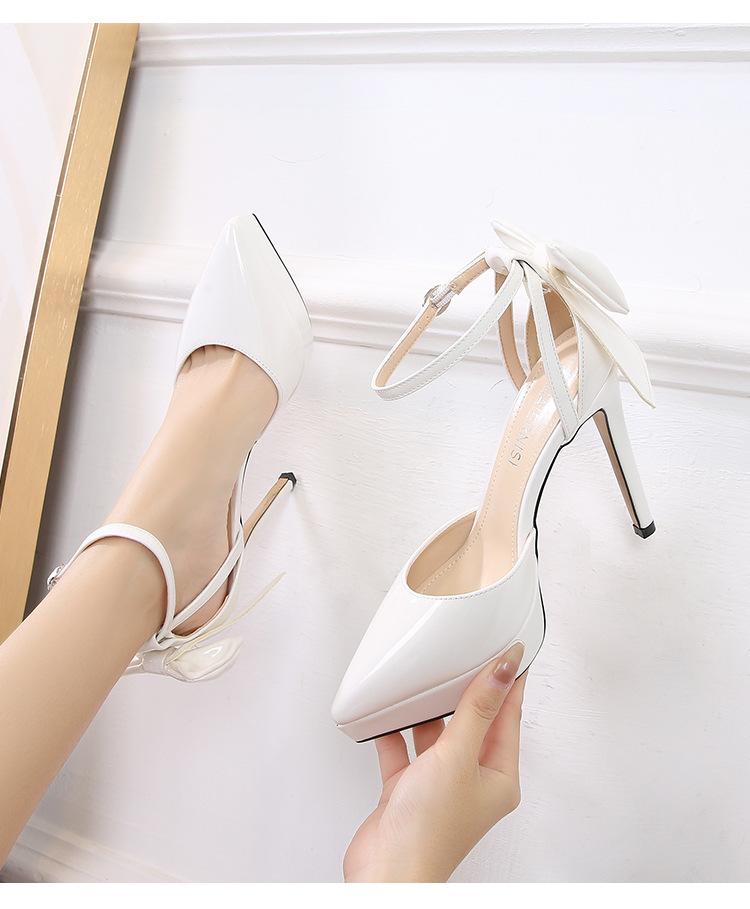 Dámské lodičky Stiletto Krásné Všestranné Mašle Sexy Mělký Výstřih Špičaté Jednoduché Boty Dámské WZ