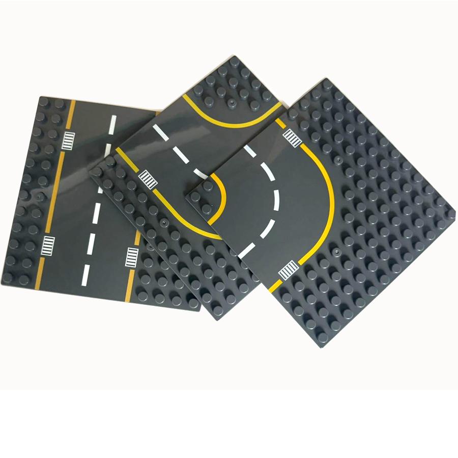 7.51in * Large Particles Dot City Road Street Baseplate Straight Curve Constructing Blocks Bricks Base Plate Children Toys
