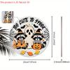 Halloween Holzschild mit entzückendem Waschbär- und Geistermuster - Figurenornamente für Haustür, Wand, Raumdeko - Ideales Halloween-Geschenk für Freund