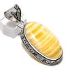 Yellow Septarian Gemstone Handmade 925 Sterling Silver Gift Pendant 2.25" y6M68