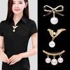 Anti-exposure Jewelry Fashion Brooch Temperament Korean Style Corsage High-end Alloy Pin Rhinestone Pearl Fixed Accessories