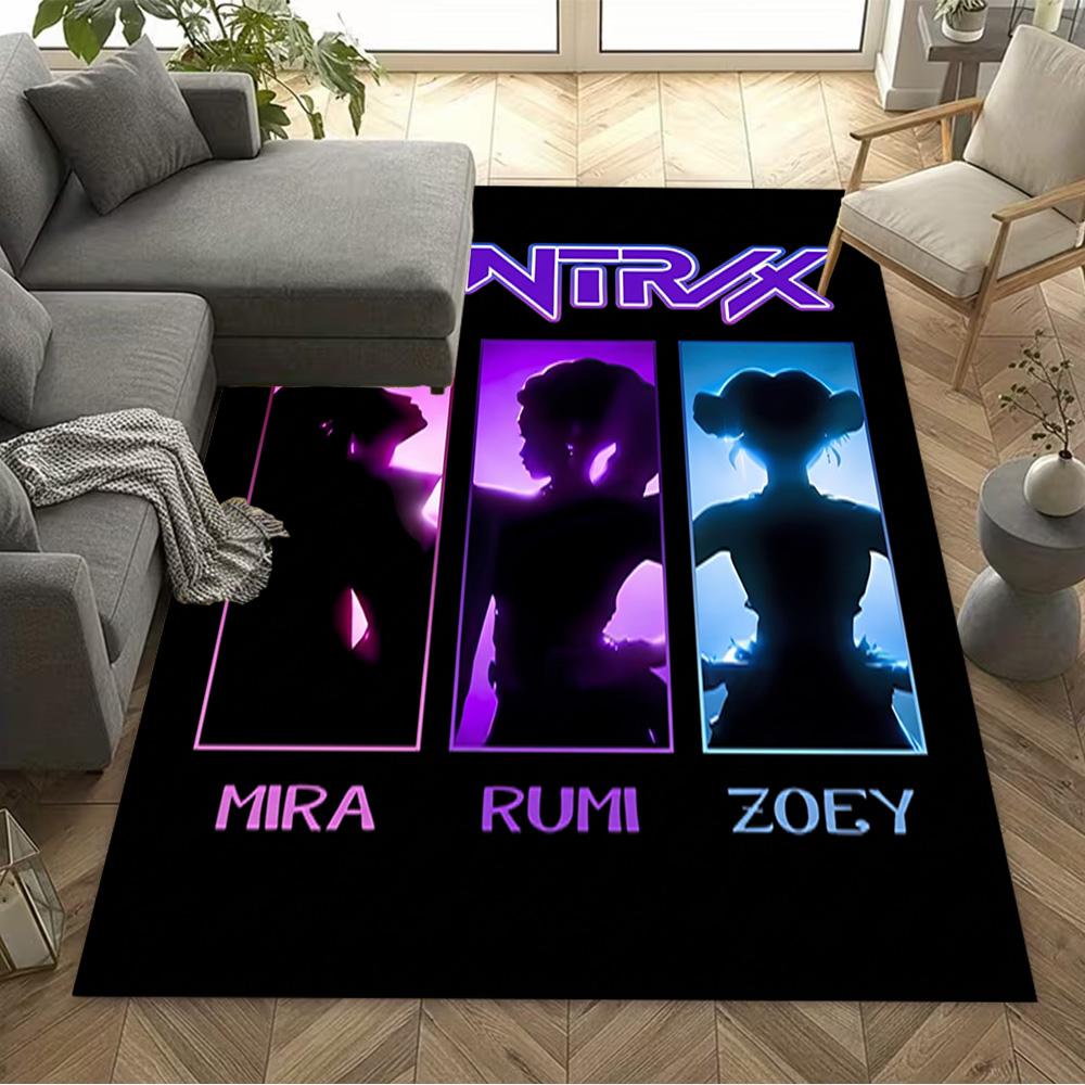 Huntrx Cyberpunk Fashion Area Rug Design for Entryway Kitchen Living Rooms Hallway Anti-slip Rug Anime Office Decor Best for Christmas