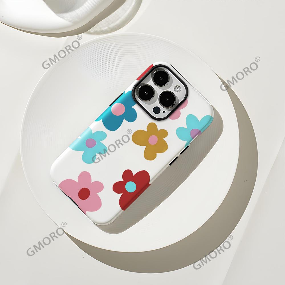 Color Flower Apple 15 Mobile Phone Case Magnetic Film 2-in-1 iPhone17 Frosted Protective Case 16Promax