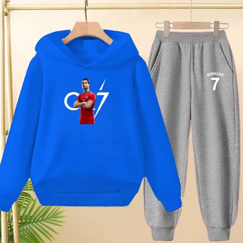 A Loose and Casual Sportswear Set of Hooded Sweatshirts and Trousers for Children, Suitable for Boys and Girls Aged 3 To 13