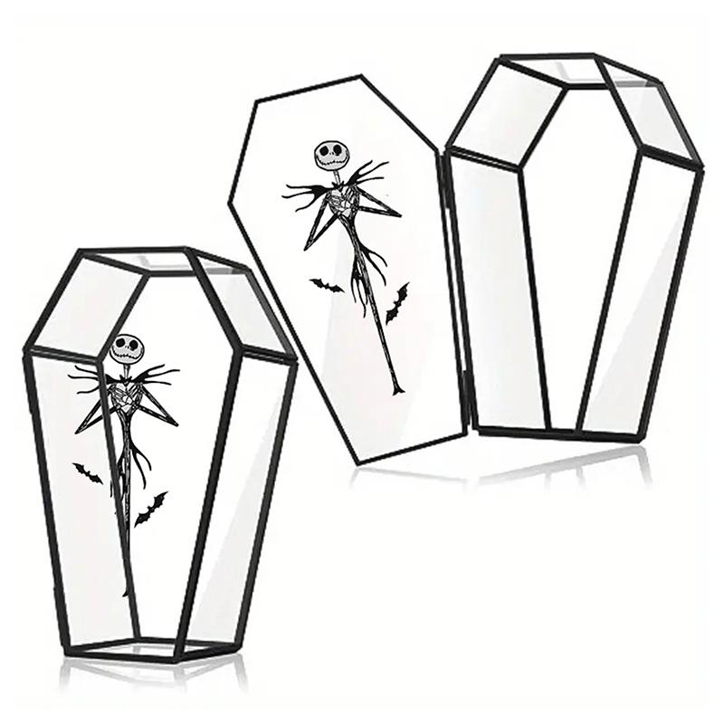 Gothic Black Glass Jewelry Box Coffin Trinket Holder Small Display Case Gift Boxes Decorative Storage Box Halloween Candy Box