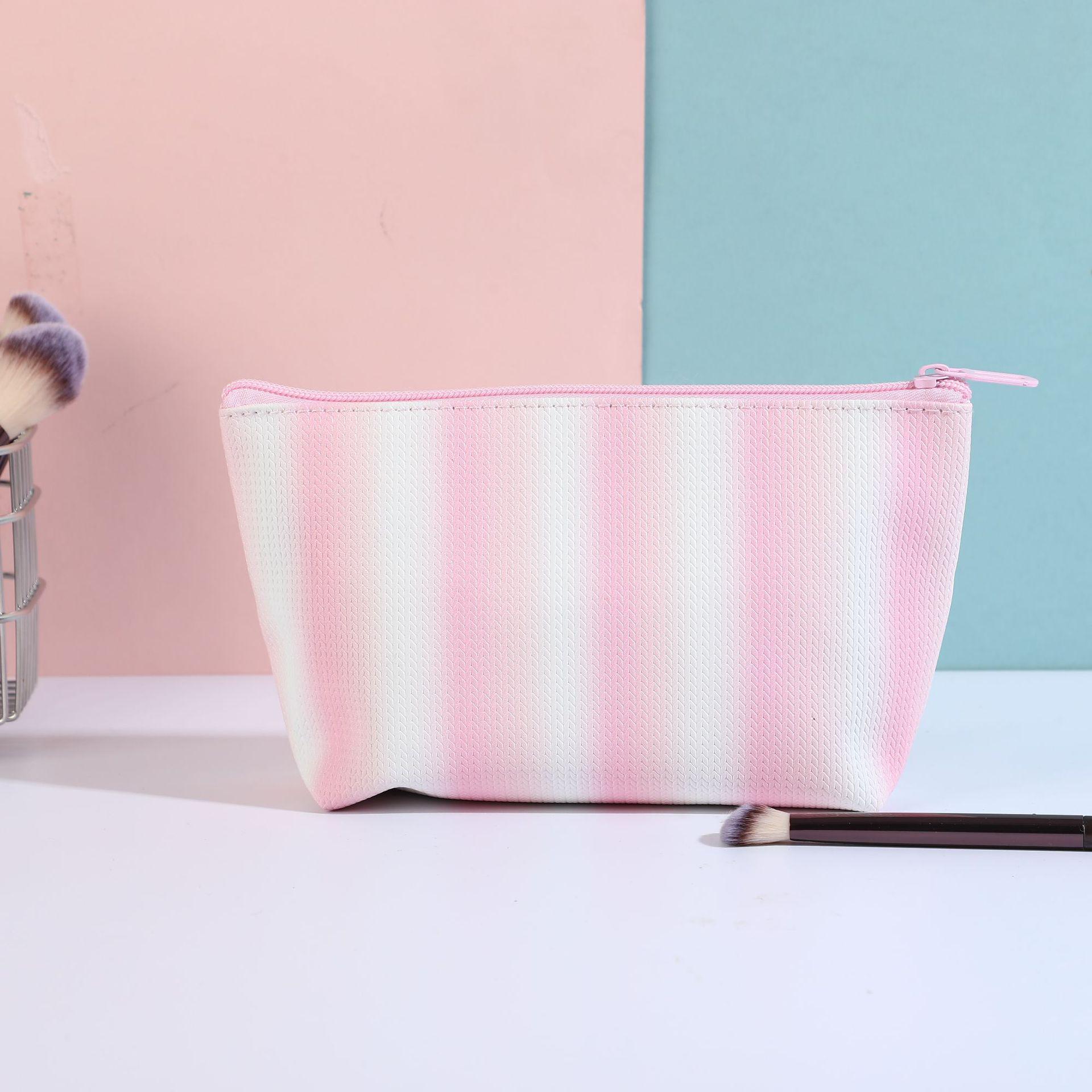 Transparent Striped Rainbow Travel Makeup & Toiletry Bag