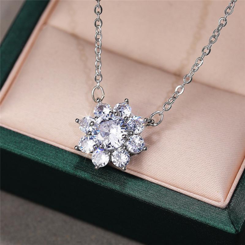 Xiaomi Huitan Luxus Blumenhalskette mit AAA Zirkonia Temperament Süße Damen Halsketten Ewigkeit Hochzeits Schmuck 2021 Trend