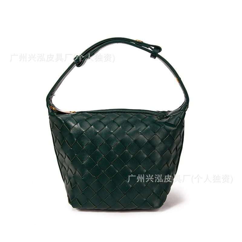 Woven Shoulder Bag Women Stylish Minimalist Crossbody PU Leather Small Square Tote With Zip Daily Use Handbag In