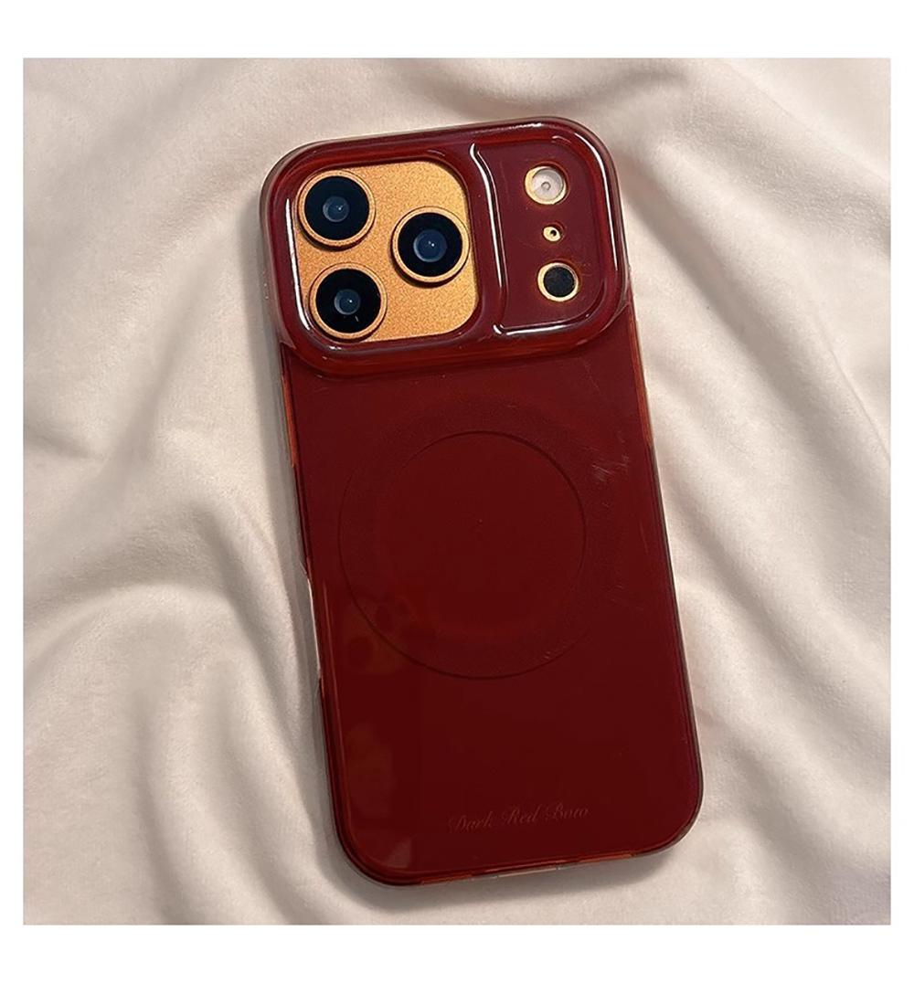

Cute Retro Vintage Wine Red Wireless Charge Magnetic Protective Case for iPhone 13 14 15 16 17 Pro Max For MagSafe Phone Cover iPhone 13