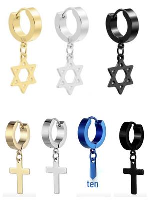 European and American Fashion Titanium Steel Men's Cross Hip-Hop Earrings