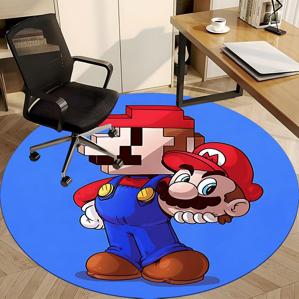 1pc Mario Pixel Art Office Round Area Rug, Indoor Mat Suitable For Office, Bedroom Living Room Home Decor, Room Deco,  Offic a0926219