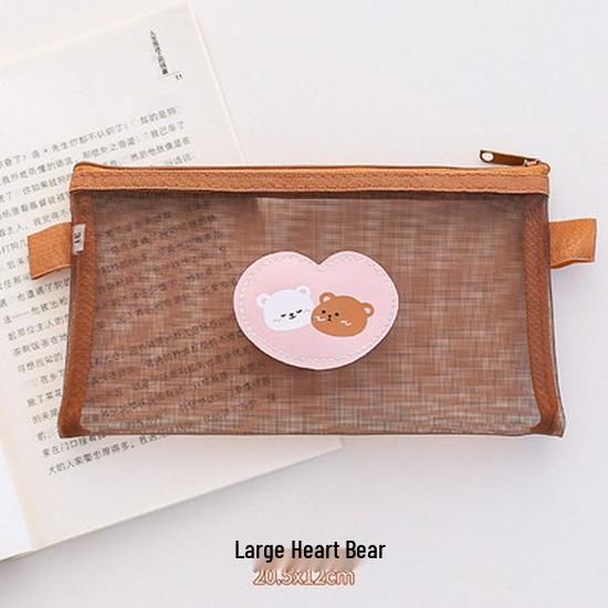 2025 New Japanese Style Little Bear Transparent Pencil Case - Cute, Large Capacity for Students