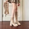 Fashion Hot Selling 2025 New Vintage Women Trouser Legs Boots Removable Belt Buckle Autumn Shoes Thick Heel Ladies Elegant Long Booties