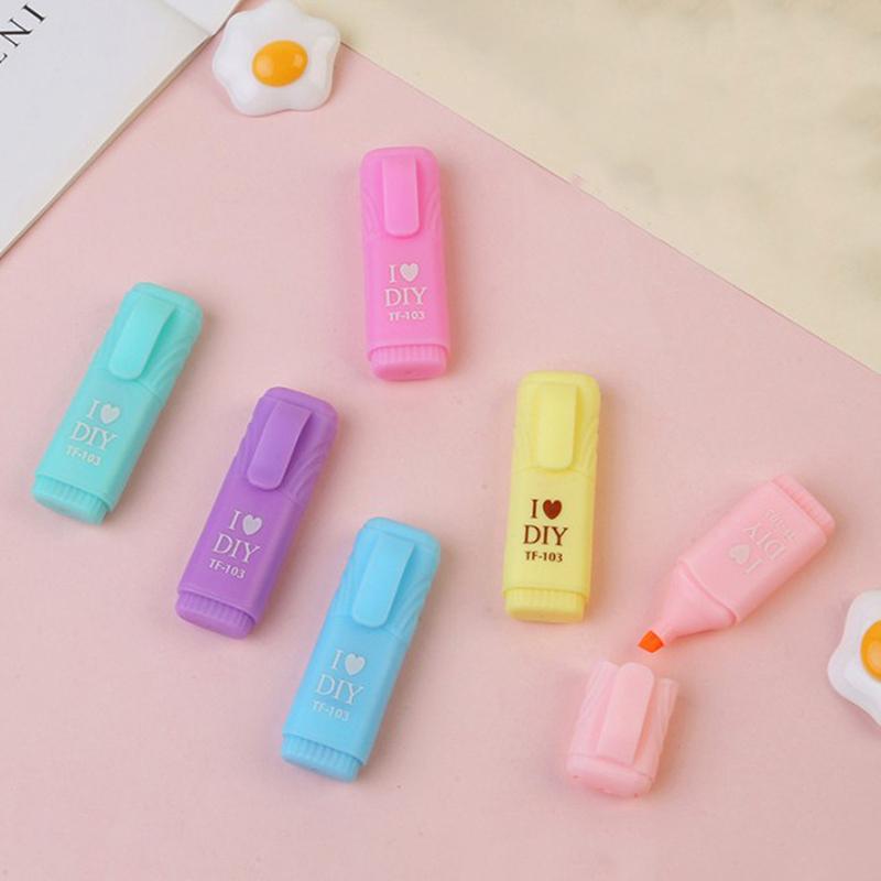 Cheap 6Pcs/Lot Cute Cartoon Cat Highlighters School Office Stationery Students Drawing Joom