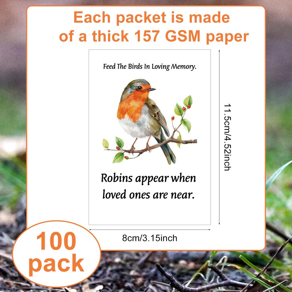 100 Pcs Funeral Seed Packets Lilly Robin Gifts Seeds Packets Memorial Funerals Favours For Guests Feed The Bird Envelopes Celebr