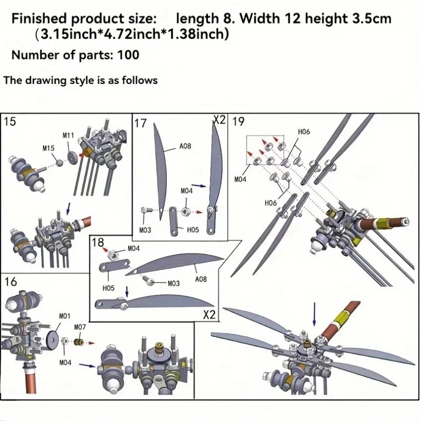 Metall Øyenstikker Puslespill Modellsett - Steampunk Mekanisk Insekt DIY Montering Leke, Metall Puslespill Gave til Gutter