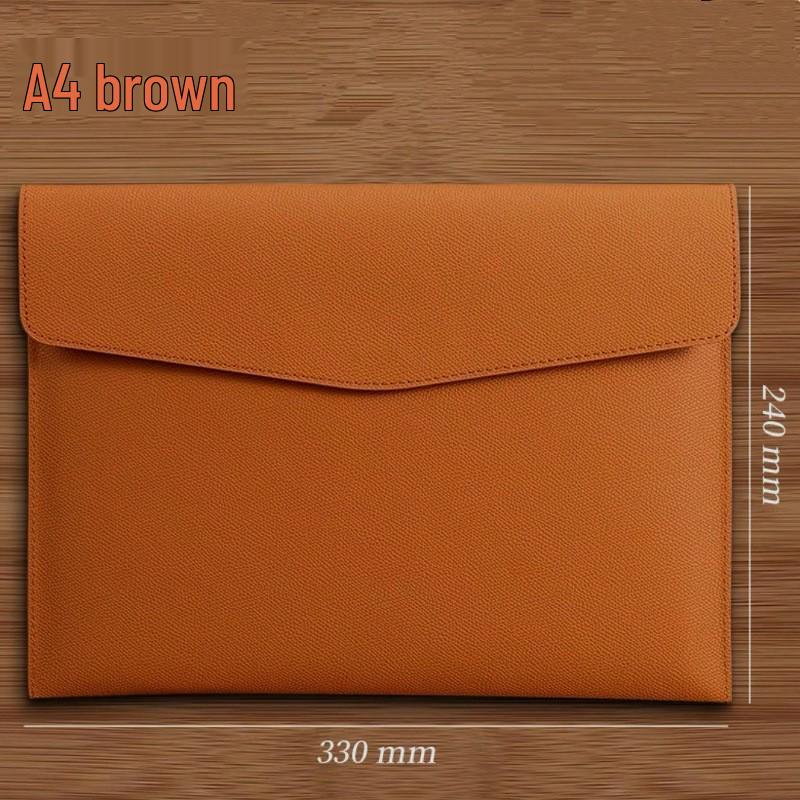 Waterproof A4 Leather Document Bag with Snap Button - Business Office Storage Folder with Custom Logo