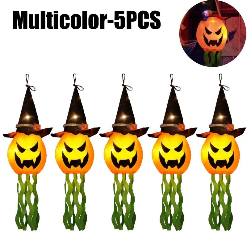 Outdoor Hanging Pumpkin Witch Hat LED Light Halloween Decor 3 Mode Glow Garden Yard Party Decorations Weatherproof Festive
