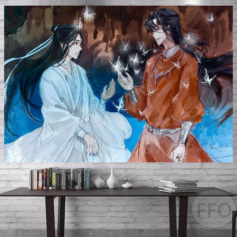 Tapestry de Anime Bendiciones de los Oficiales Celestiales Colgante de Pared Decoración Estética de Habitación Cartones Póster de Arte Tapices Boho Para el Hogar