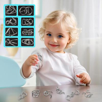 16/24Pcs/Set Metal Puzzle Ring Brain Teaser 3D Interlocking Wire Puzzle Challenging Game Kids Adults Mind Logic IQ Test Educational Unlock Interlock