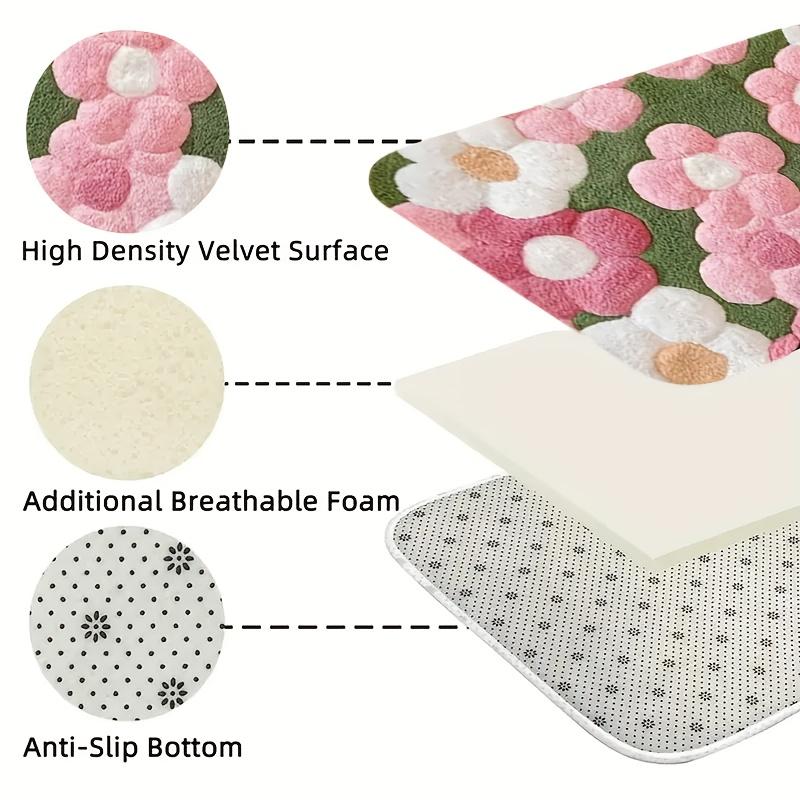 Vibrant Floral Bath Mat – Ultra-Soft, Quick-Dry & Non-Slip Rug for Bathroom, Kitchen & Entryway, Ideal Housewarming Gift