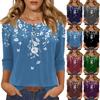 Women's Fashionable Casual Floral Print Three-quarter Sleeve Top