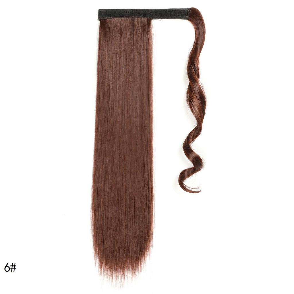 Synthetic Straight Ponytail Hair Extension With Velcro Wrap Design, 60cm Long Sleek Wrap Around Ponytail For Women Girls