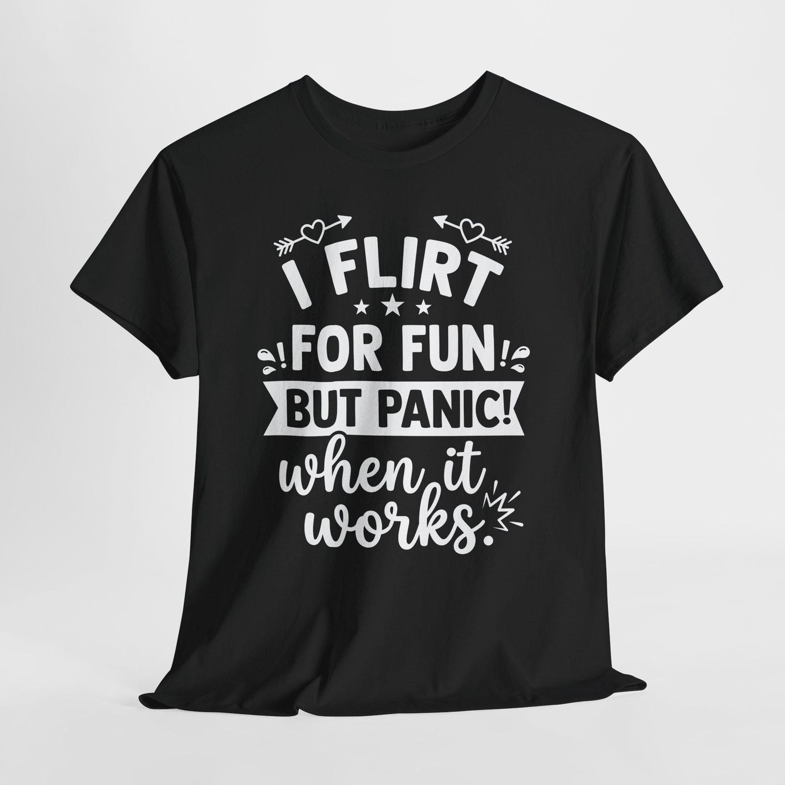 Funny Flirty Shirt, I Flirt For Fun But Panic When It Works T-Shirt, Introvert Humor Tee, Social Anxiety Gift, Sarcastic Graphic Tshirt 2XL