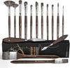 Natural Boar Bristle Oil Paint Brushes, 15-piece Set with Two Palette Knives, Multi-purpose, for Professional Artists and Beginners, Suitable for Scho