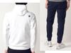 Descente Move Sport Hooded Jersey Jacket and Pants Set WHxNV White x S.F.TECH (DMMTJF11/DMMTJG11) (XA, Navy)