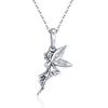 Bamoer Authentic 100% 925 Silver Flower Fairy Pendant Long Chain Necklace for Women Birthday Gift Fine Jewelry SCC359