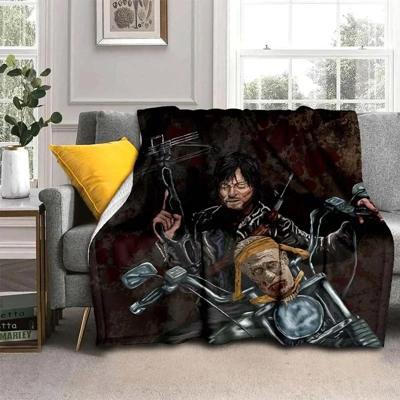 Daryl Dixon Walking Dead Movie Flannel Blanket,Warm and Soft Blanket  For Couch Sofa Office Home Travel Camping Birthday Gift