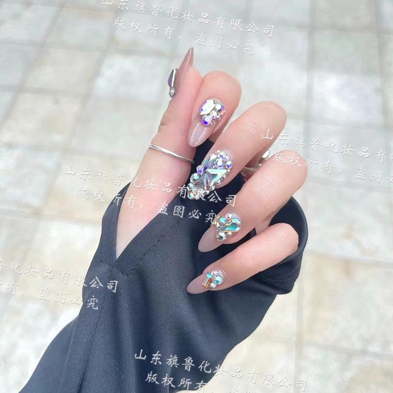 Iridescent AB White Small Round Nail Art Diamonds – Crystal Glass Flat Bottom for Super Shiny Decoration