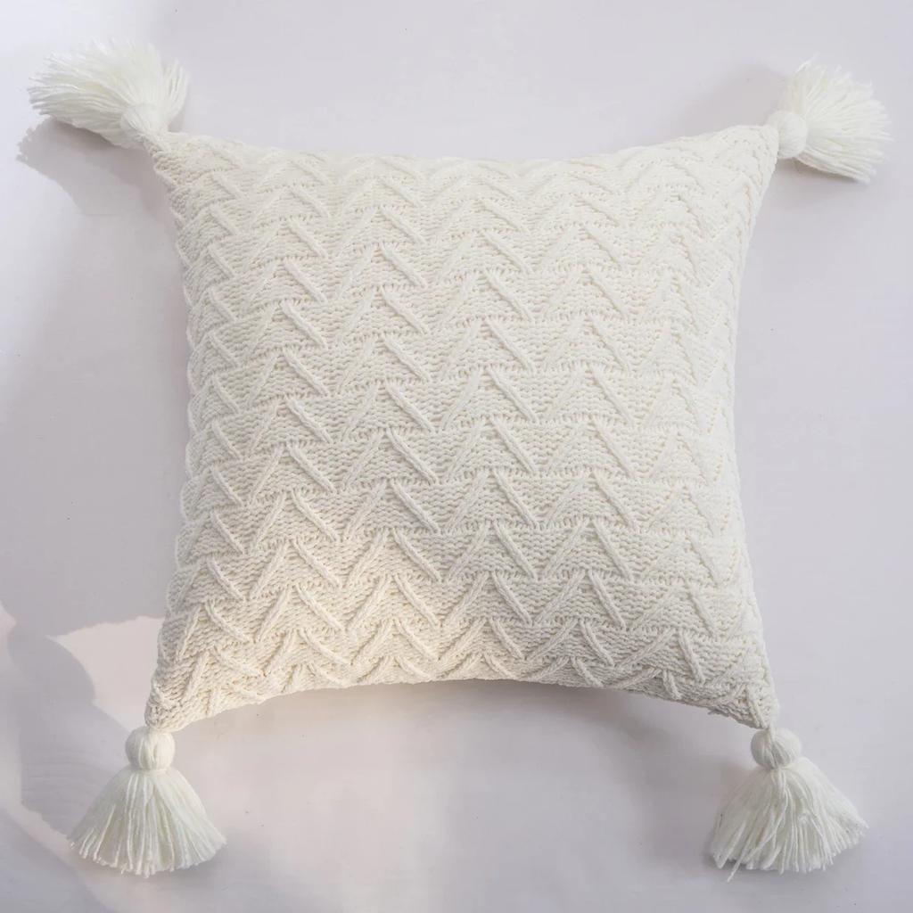 REGINA Cute Tassels Chenille Pillow Case Nordic Bed Knitted Pillow Cover Fall Home Decorative Pillowcase Sofa Soft Cushion Cover