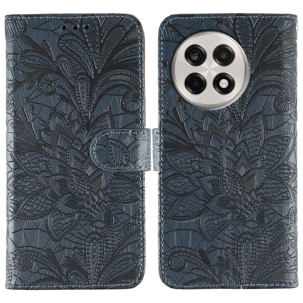 For OnePlus Ace 5 5G/Ace 5 Pro 5G/13R 5G Case Lace Flowers PU Leather Flip Wallet Phone Cover with Wrist Strap