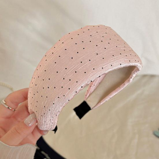 Cerchietto per Capelli da Donna, Fascia Satinata Allargata e Curva con Design a Pois, Vestibilità Comoda per Assottigliare il Viso, Fascia per Capelli per Uso Quotidiano
