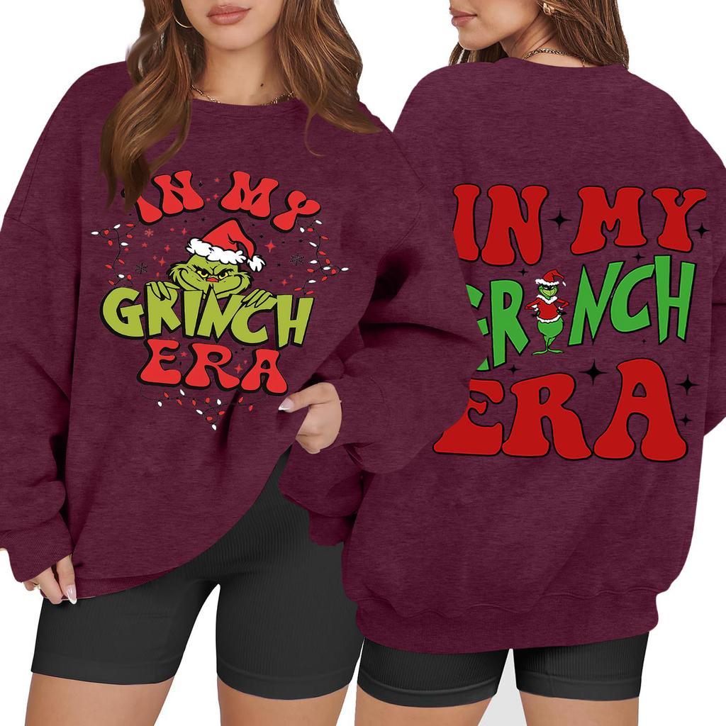 Women's Casual Fashion Long Sleeve Christmas Printed Round Neck Sweatshirt Top