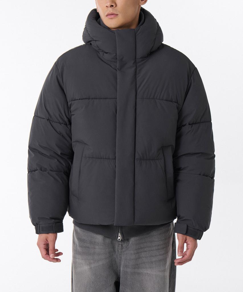 Musinsa Standard Daily Puffer Hooded Short Padded Jacket [Dark Gray]