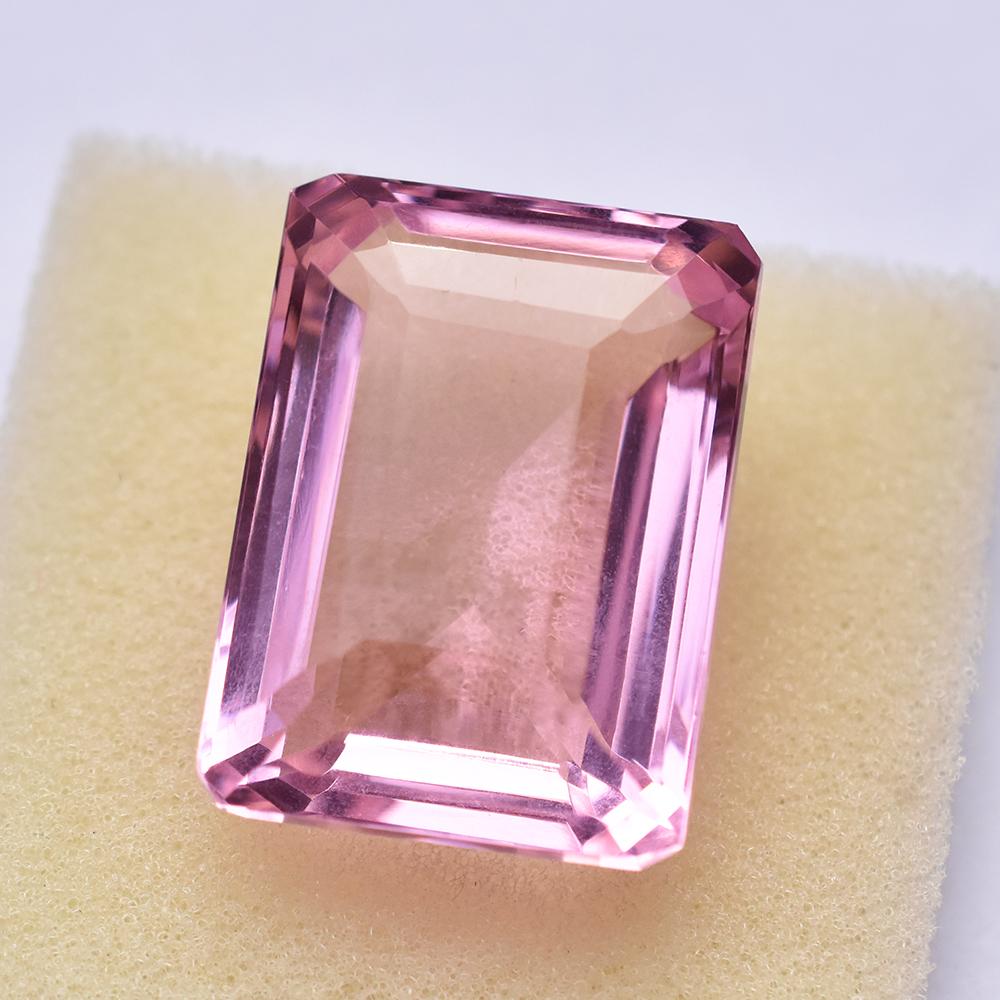 RARE Pink NATURAL Brazilian Topaz 75 Ct Emerald Cut CERTIFIED Loose Gemstone